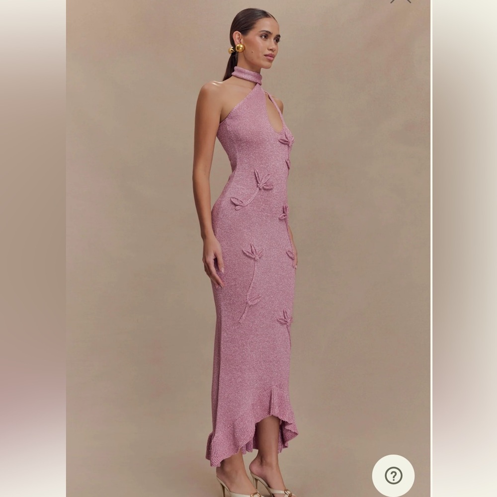 Meshki Celestino
Floral Metallic Knit Maxi Dress - Pink XS